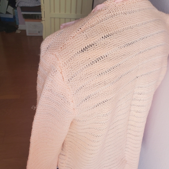 knit peach bow shrug sweater - Picture 4 of 12